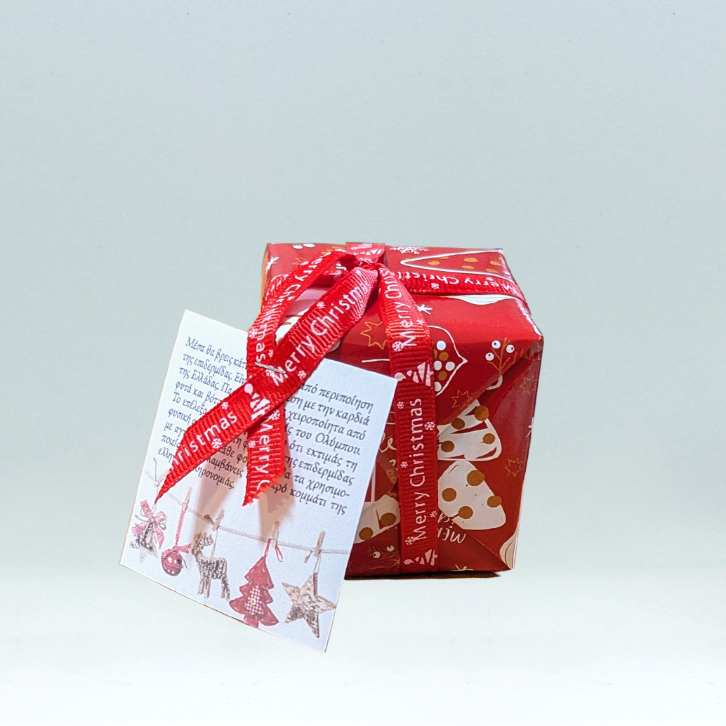 Festive wrapping paper with ribbon